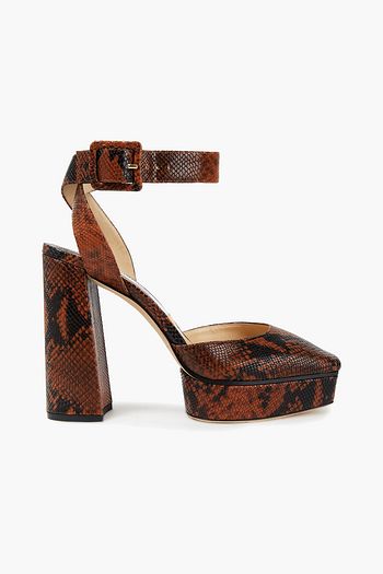 JIMMY CHOO Snake-effect leather platform pumps