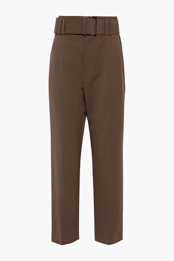 BRUNELLO CUCINELLI Cropped belted wool-blend twill straight-leg pants