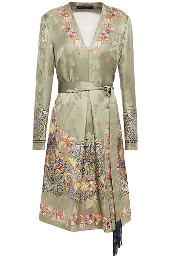 ETRO Belted floral-print satin-jacquard dress