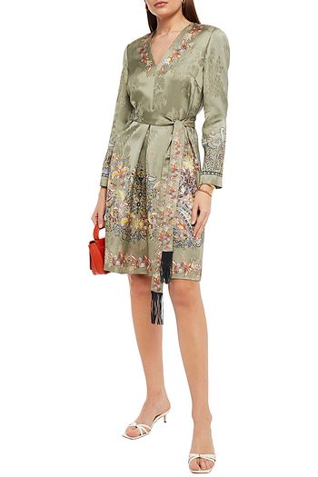ETRO Belted floral-print satin-jacquard dress