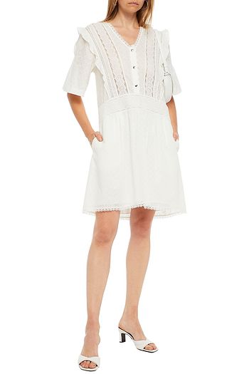 COACH Ruffled broderie anglaise cotton mini dress