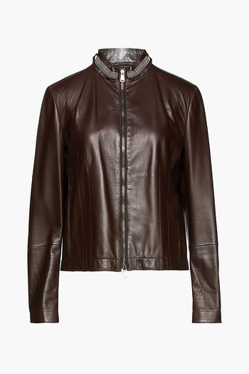 BRUNELLO CUCINELLI Bead-embellished leather jacket