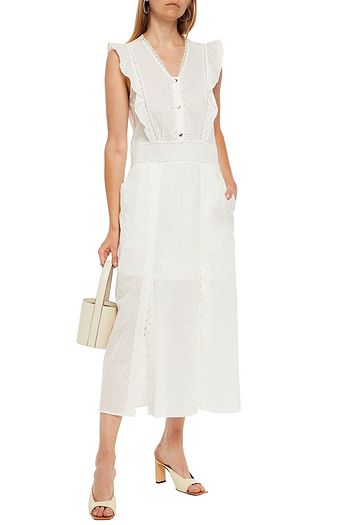 COACH Ruffled broderie anglaise cotton midi dress
