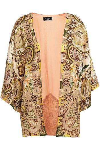 ETRO Paneled printed satin and jacquard kimono