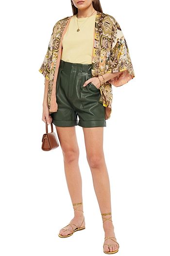 ETRO Paneled printed satin and jacquard kimono