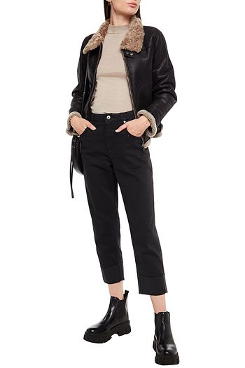 BRUNELLO CUCINELLI Bead-embellished textured-leather jacket