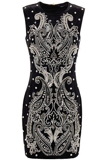 BALMAIN Verziertes Minikleid aus Samt aus einer Seidenmischung