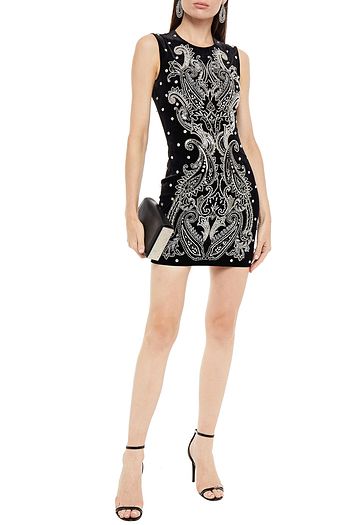 BALMAIN Verziertes Minikleid aus Samt aus einer Seidenmischung