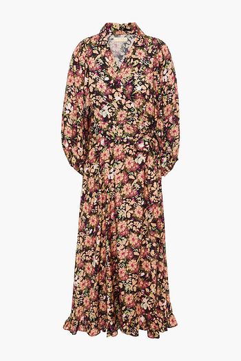 BYTIMO Floral-print jacquard midi wrap dress
