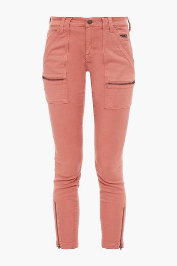 JOIE Park moto-style cropped cotton-blend twill skinny pants