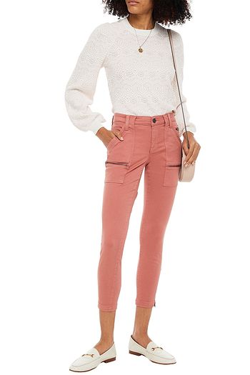 JOIE Park moto-style cropped cotton-blend twill skinny pants