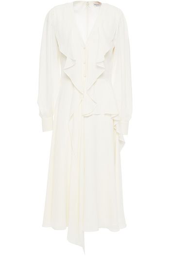 ALEXANDER MCQUEEN Ruffled silk-crepe midi dress