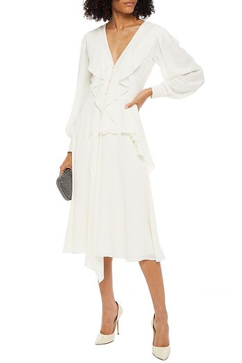 ALEXANDER MCQUEEN Ruffled silk-crepe midi dress
