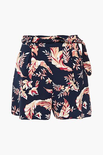 JOIE Varsha belted printed crepe shorts