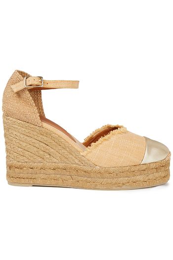 CASTAÑER Columba metallic leather-trimmed canvas wedge espadrilles