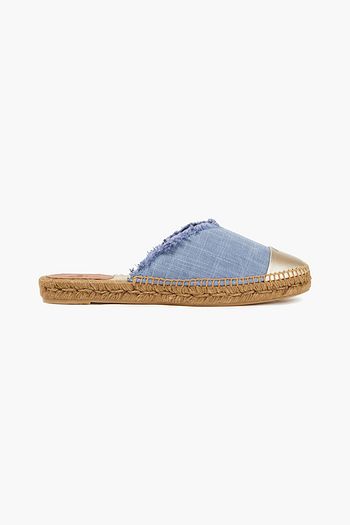CASTAÑER Raisa metallic leather-trimmed canvas espadrille slippers