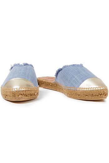CASTAÑER Raisa metallic leather-trimmed canvas espadrille slippers