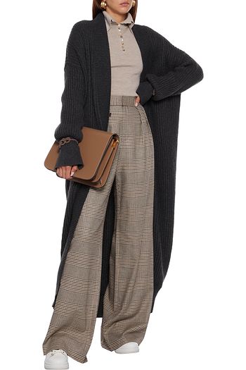 BRUNELLO CUCINELLI Bead-embellished ribbed cashmere cardigan