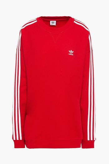 ADIDAS ORIGINALS Oversized striped French cotton-terry sweatshirt
