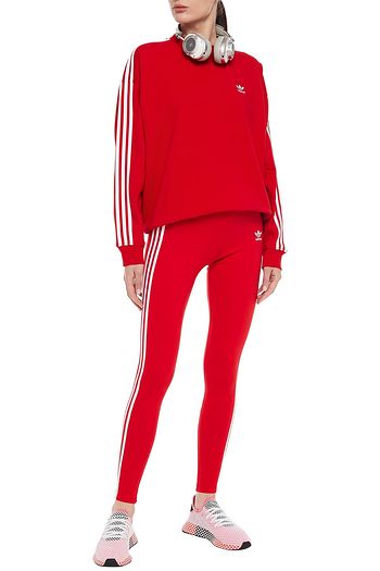 ADIDAS ORIGINALS Oversized striped French cotton-terry sweatshirt