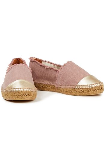 CASTAÑER Kampala metallic leather-trimmed canvas espadrilles