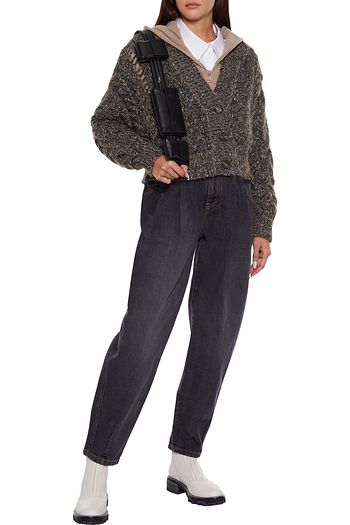 BRUNELLO CUCINELLI Sequined marled open cable-knit cardigan