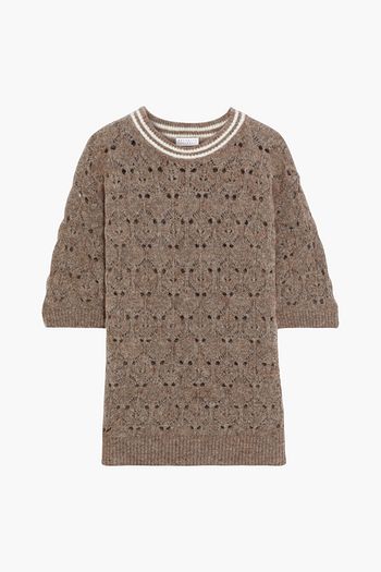 BRUNELLO CUCINELLI Brushed pointelle-knit sweater