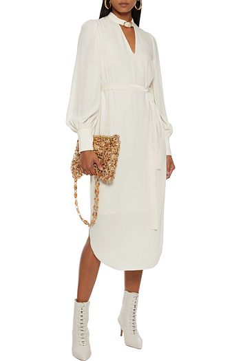 ZIMMERMANN Buckle-embellished cutout crepe de chine midi dress