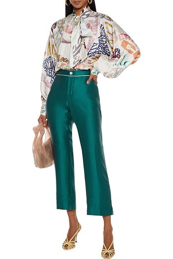 ZIMMERMANN Pussy-bow printed silk-twill blouse