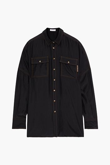BRUNELLO CUCINELLI Bead-embellished silk crepe de chine shirt