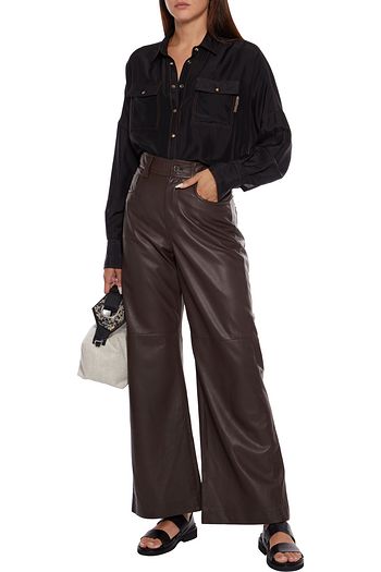 BRUNELLO CUCINELLI Bead-embellished silk crepe de chine shirt
