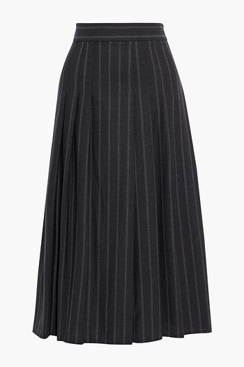 BRUNELLO CUCINELLI Pleated striped wool-blend felt culottes