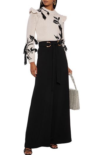 ZIMMERMANN Ladybeetle ruffle-trimmed embroidered merino wool sweater