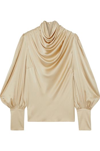 ZIMMERMANN Draped washed silk-blend blouse