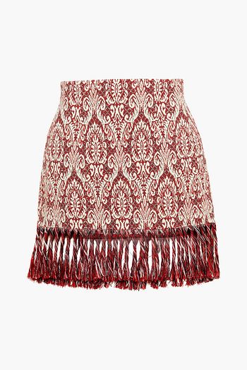 CHLOÉ Fringed cotton-jacquard mini skirt