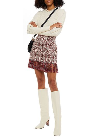 CHLOÉ Fringed cotton-jacquard mini skirt