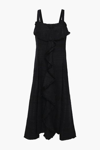 PROENZA SCHOULER Ruffled frayed tweed midi dress