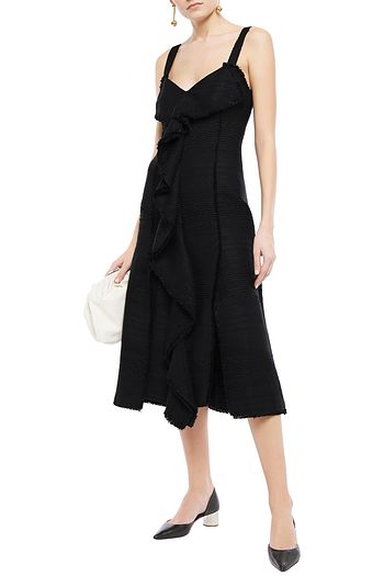 PROENZA SCHOULER Ruffled frayed tweed midi dress