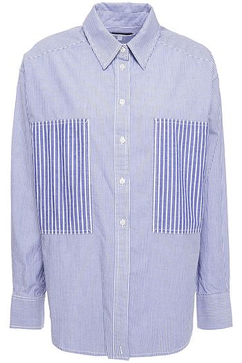 CURRENT/ELLIOTT The Percy Road paneled striped cotton Oxford shirt