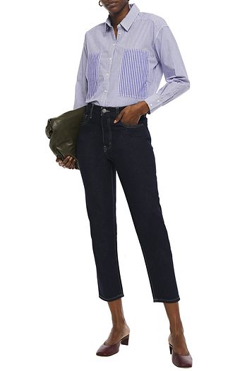 CURRENT/ELLIOTT The Percy Road paneled striped cotton Oxford shirt