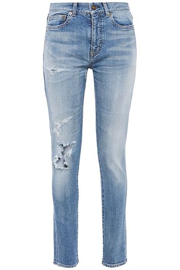 SAINT LAURENT Distressed mid-rise skinny jeans