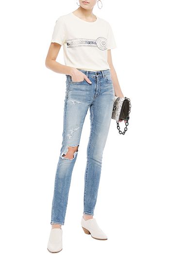 SAINT LAURENT Distressed mid-rise skinny jeans