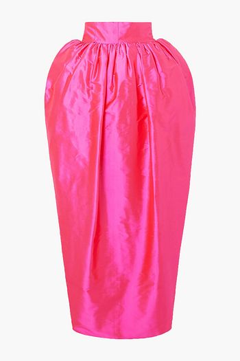 CHRISTOPHER JOHN ROGERS Draped silk-taffeta midi skirt