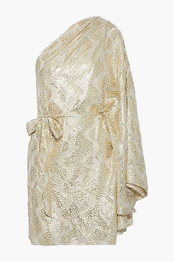 MELISSA ODABASH Moss one-shoulder burnout metallic jacquard mini dress