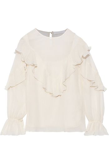 SEE BY CHLOÉ Ruffled crinkled cotton and silk-blend blouse