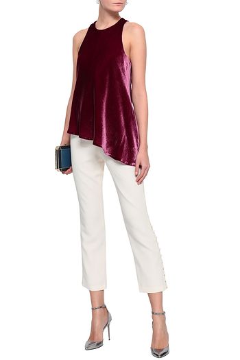 CINQ À SEPT Asymmetric velvet top