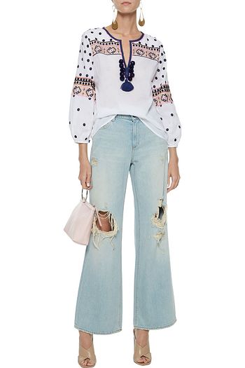 FIGUE Savannah embroidered cotton-voile tunic