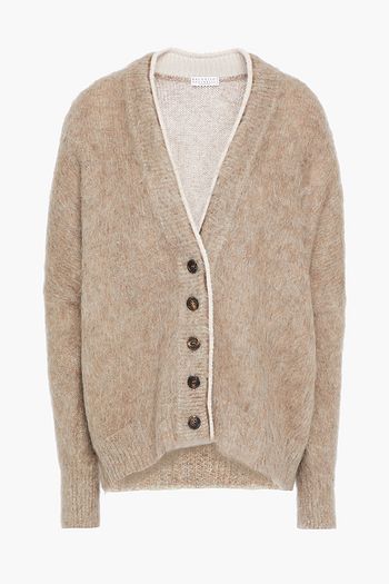 BRUNELLO CUCINELLI Oversized bead-embellished brushed knitted cardigan