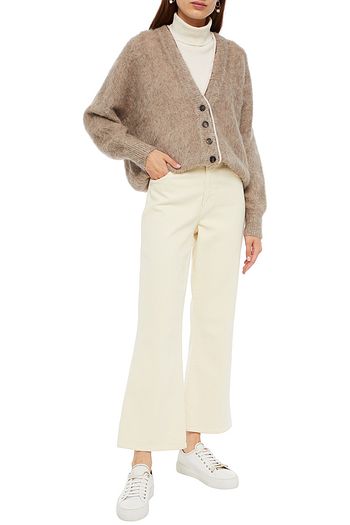 BRUNELLO CUCINELLI Oversized bead-embellished brushed knitted cardigan