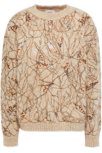 BRUNELLO CUCINELLI Embellished brushed mohair-blend sweater